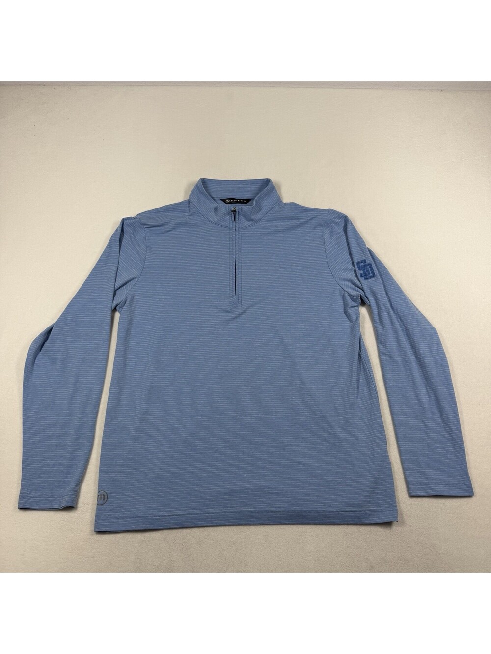 Travis Mathew 1/4 Zip Pullover Mens Large Blue Long Sleeve Golf Shirt San Diego